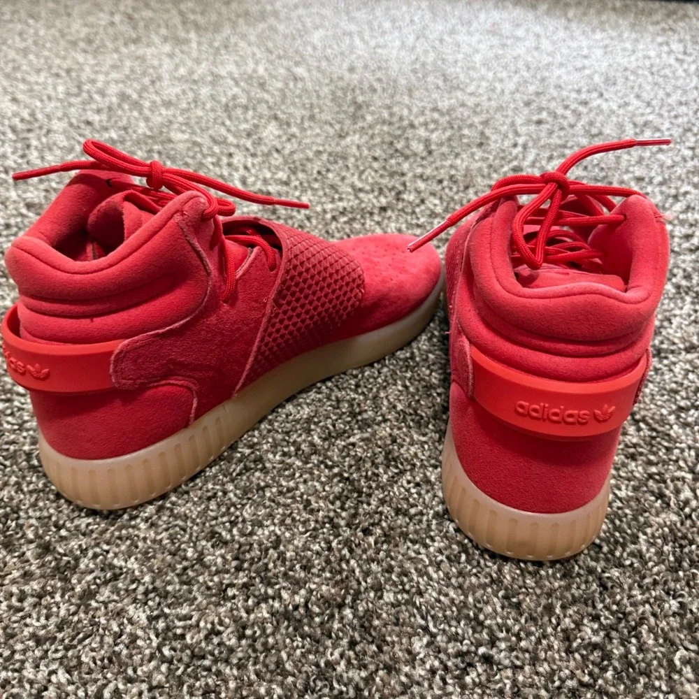 Adidas Ortholite Tubular Invader Strap Red Suede High Top‎ Sneakers US6